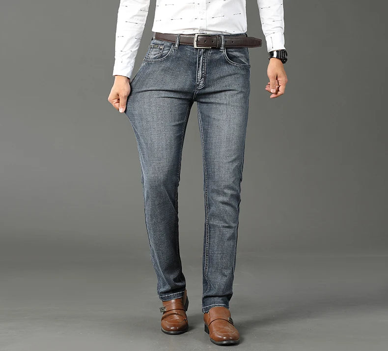 Men's Smart Casual Slim Fit Straight-Leg Denim Jeans