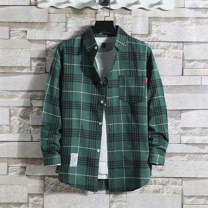 Men's Plaid Long Sleeve Casual Shirt for Summer