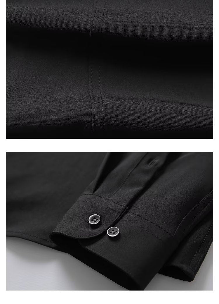 New Men Clothing Stand Collar Ice Silk Shirts