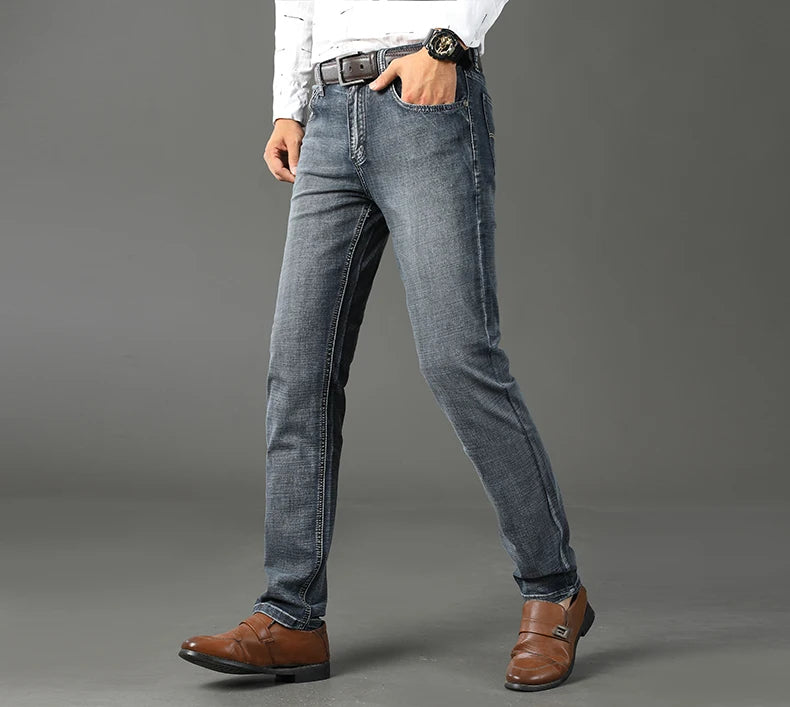 Men's Smart Casual Slim Fit Straight-Leg Denim Jeans