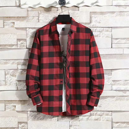 Men's Plaid Long Sleeve Casual Shirt for Summer