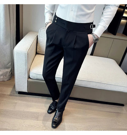 Men Italian Style Personalized Pleated Slim Pants