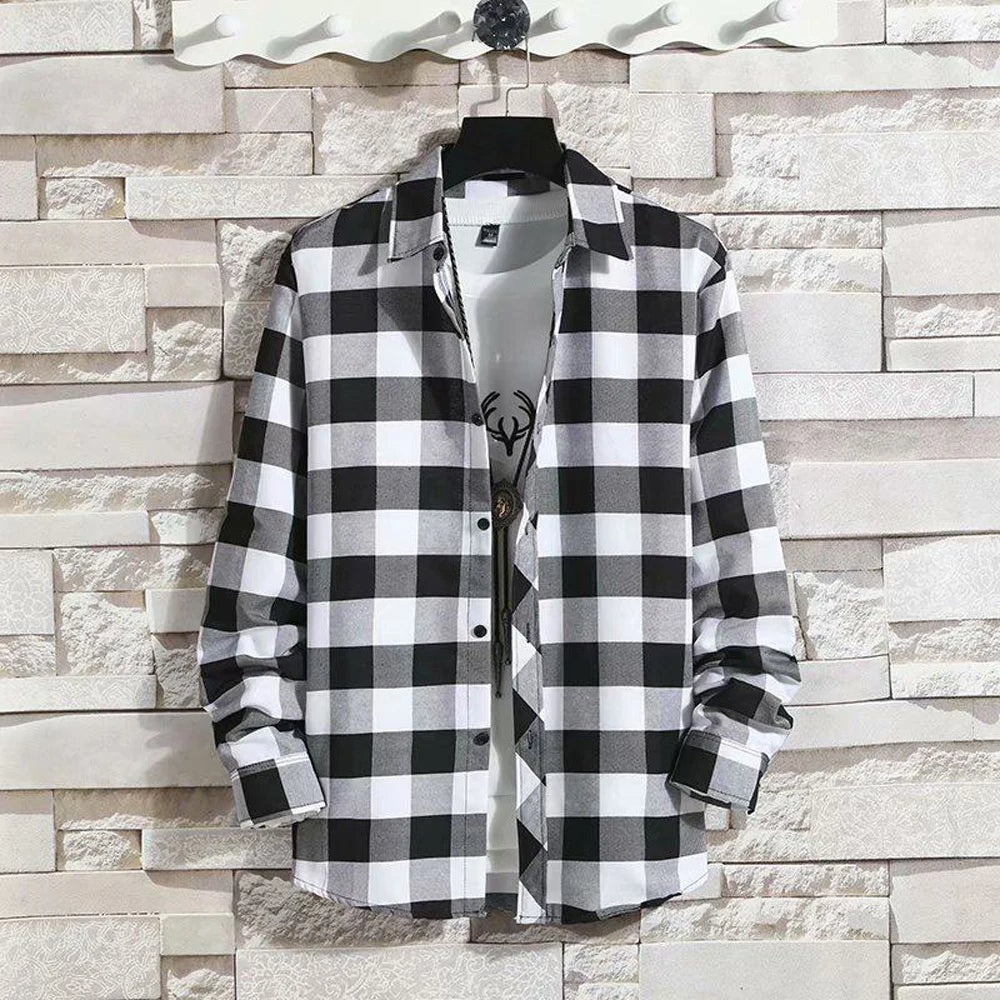 Men's Plaid Long Sleeve Casual Shirt for Summer