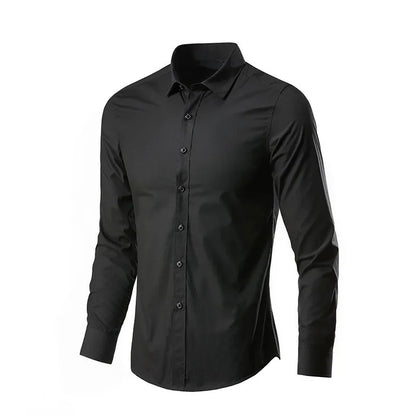 Solid Color Long Sleeve Slim Fit Casual Shirt