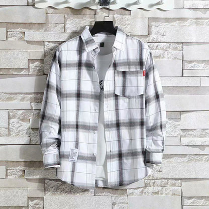 Men's Plaid Long Sleeve Casual Shirt for Summer