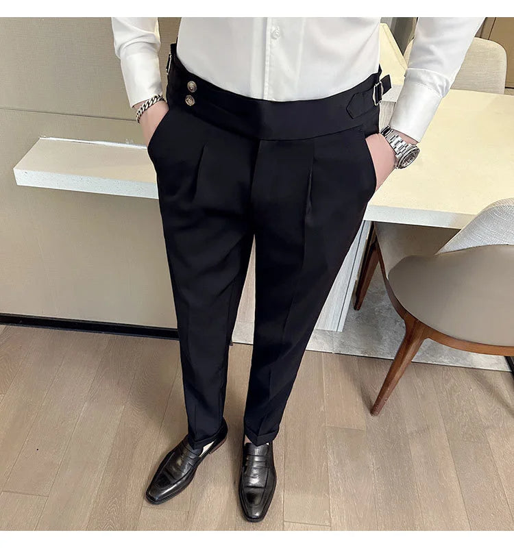 Men Italian Style Personalized Pleated Slim Pants