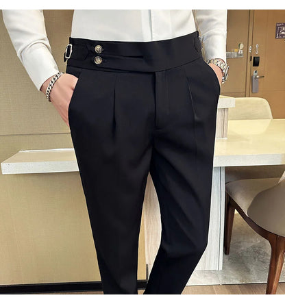 Men Italian Style Personalized Pleated Slim Pants