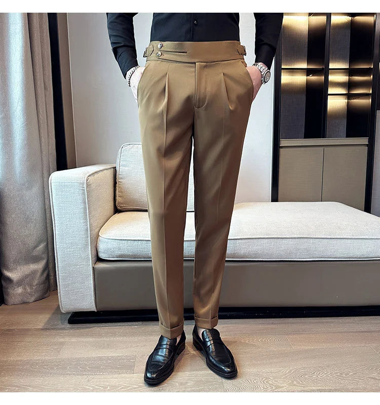 Men Italian Style Personalized Pleated Slim Pants