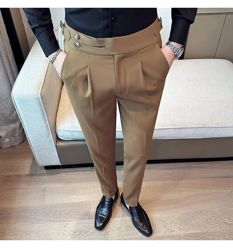 Men Italian Style Personalized Pleated Slim Pants