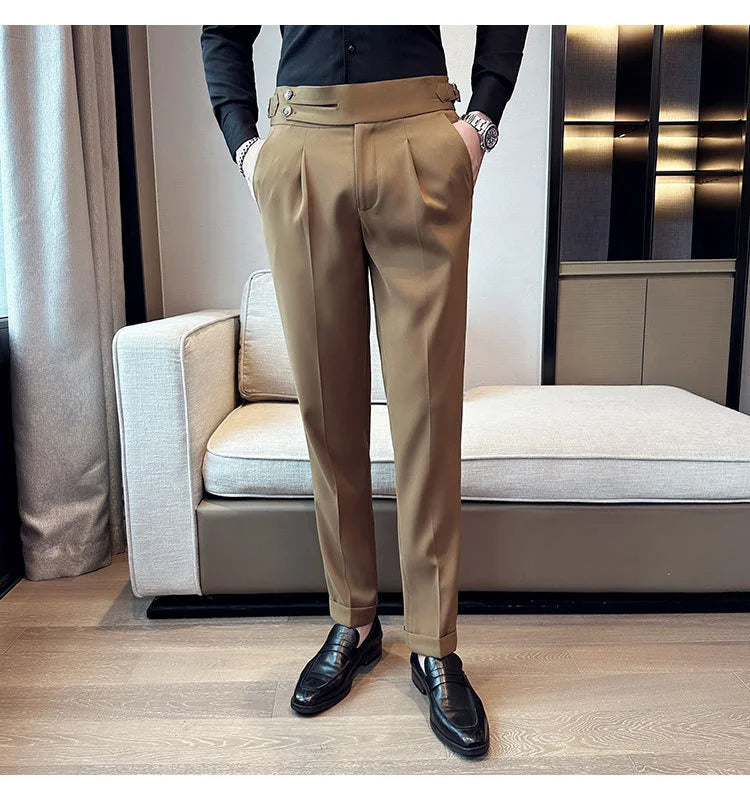 Men Italian Style Personalized Pleated Slim Pants