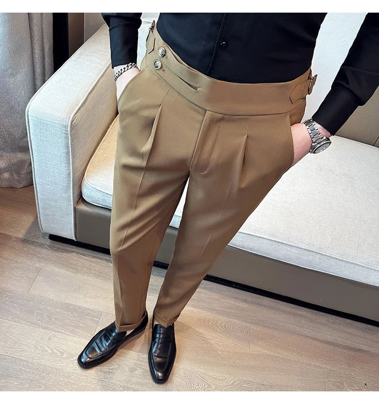 Men Italian Style Personalized Pleated Slim Pants