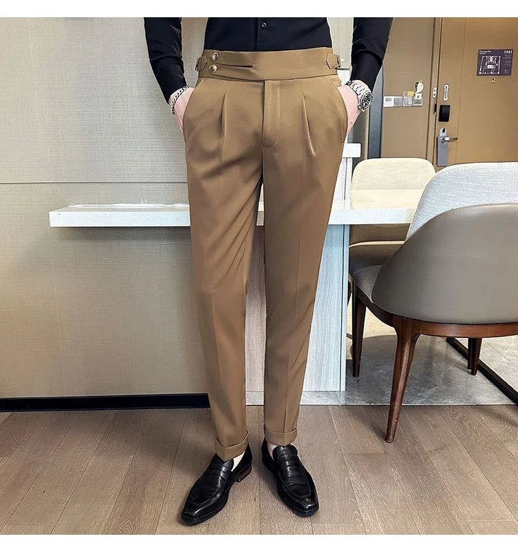 Men Italian Style Personalized Pleated Slim Pants