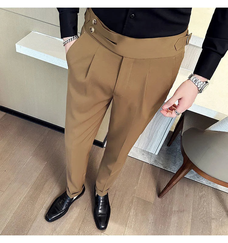 Men Italian Style Personalized Pleated Slim Pants