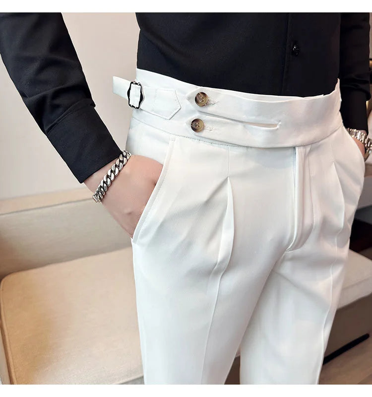 Men Italian Style Personalized Pleated Slim Pants