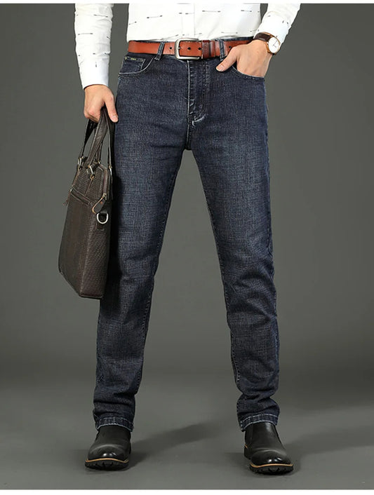 Men's Smart Casual Slim Fit Straight-Leg Denim Jeans