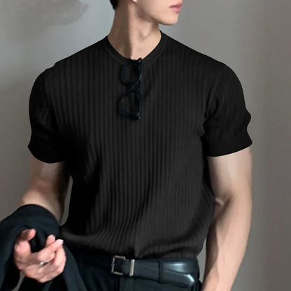 Men's Korean Style Light Luxury T-Shirt – Summer Casual Knitwear