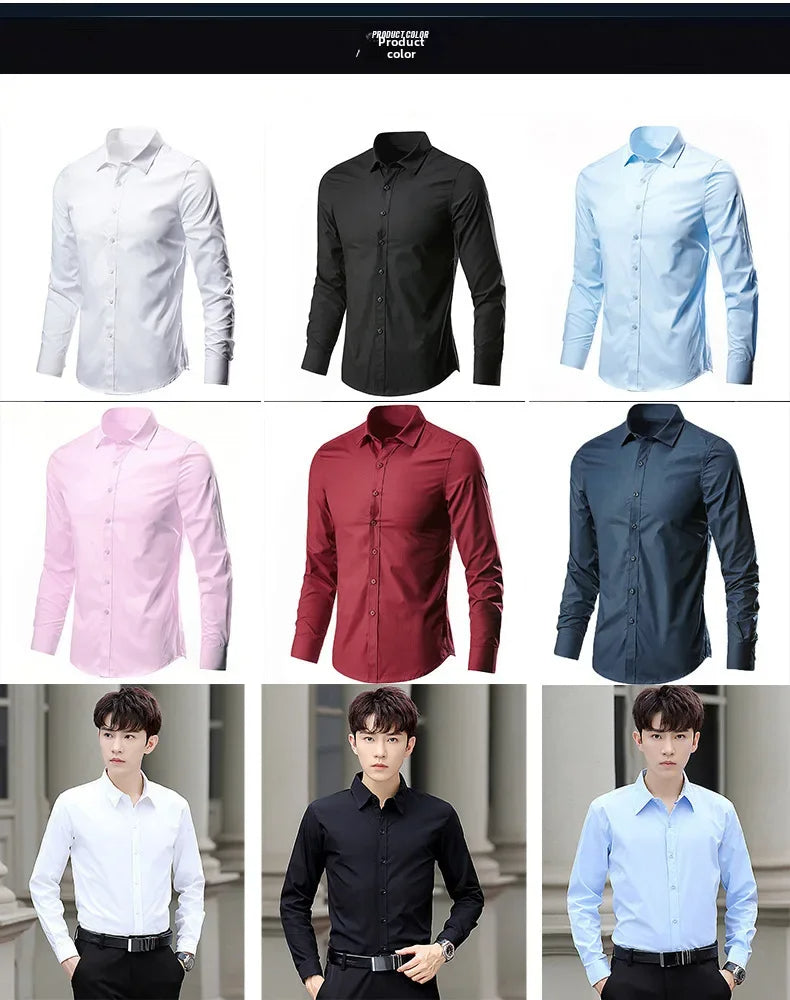 Solid Color Long Sleeve Slim Fit Casual Shirt