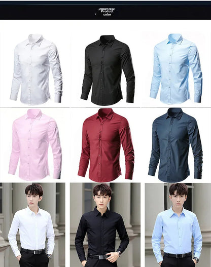 Solid Color Long Sleeve Slim Fit Casual Shirt