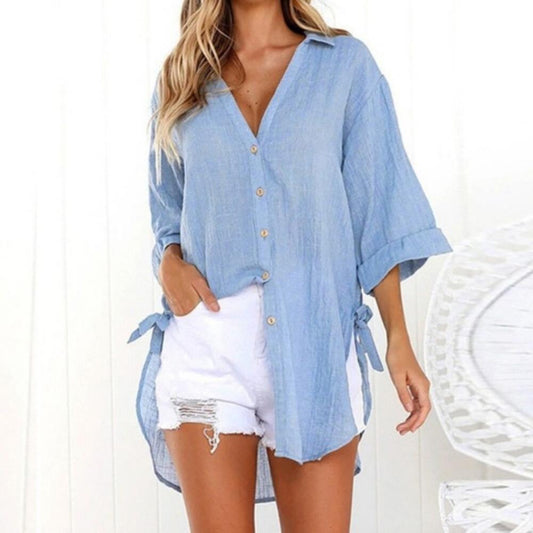 Women's Blouse Cotton Beach Shirt