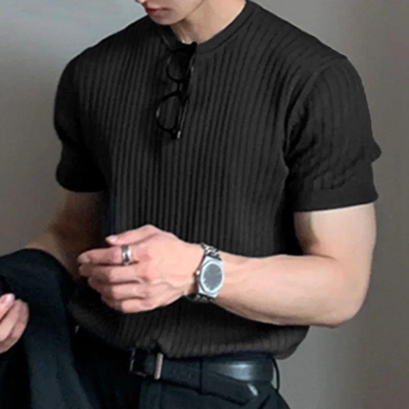 Men's Korean Style Light Luxury T-Shirt – Summer Casual Knitwear