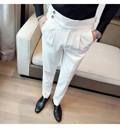 Men Italian Style Personalized Pleated Slim Pants