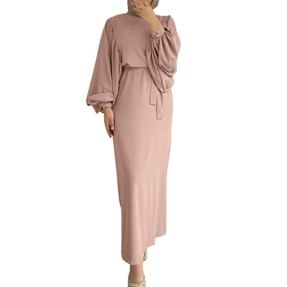 Fashion Lace-up Muslim Dress