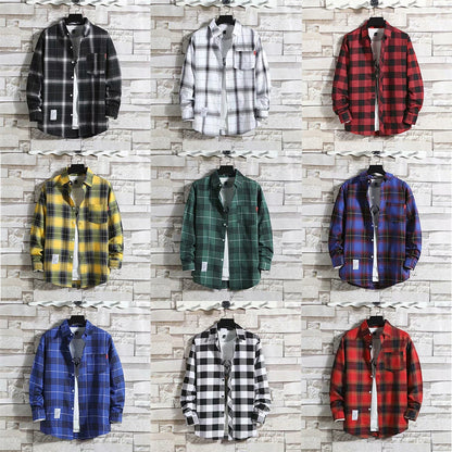 Men's Plaid Long Sleeve Casual Shirt for Summer