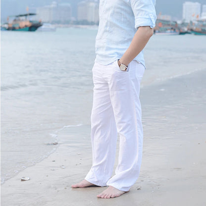 Men Casual Cotton Linen Loose Long Pant