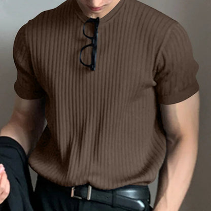 Men's Korean Style Light Luxury T-Shirt – Summer Casual Knitwear