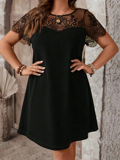 Casual Short-sleeved tie Dack Plus Size Dress