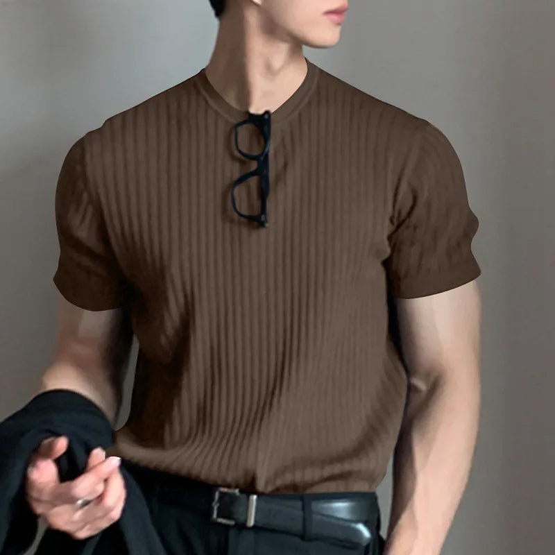 Men's Korean Style Light Luxury T-Shirt – Summer Casual Knitwear