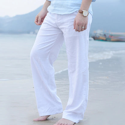 Men Casual Cotton Linen Loose Long Pant