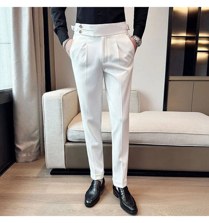 Men Italian Style Personalized Pleated Slim Pants