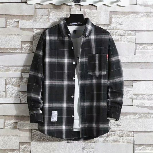 Men's Plaid Long Sleeve Casual Shirt for Summer