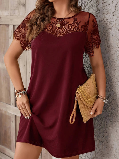 Casual Short-sleeved tie Dack Plus Size Dress