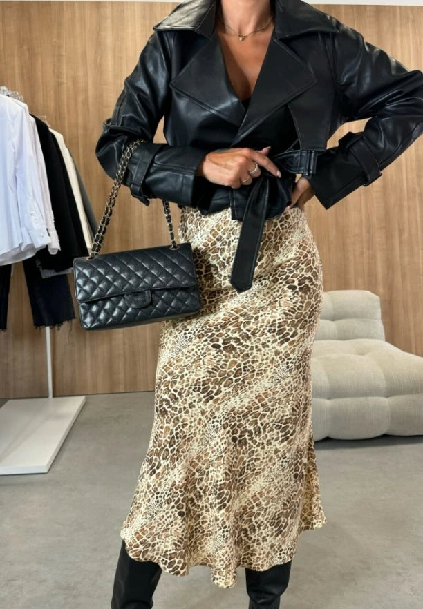 High Waist Slimming Leopard Print Women's Dress