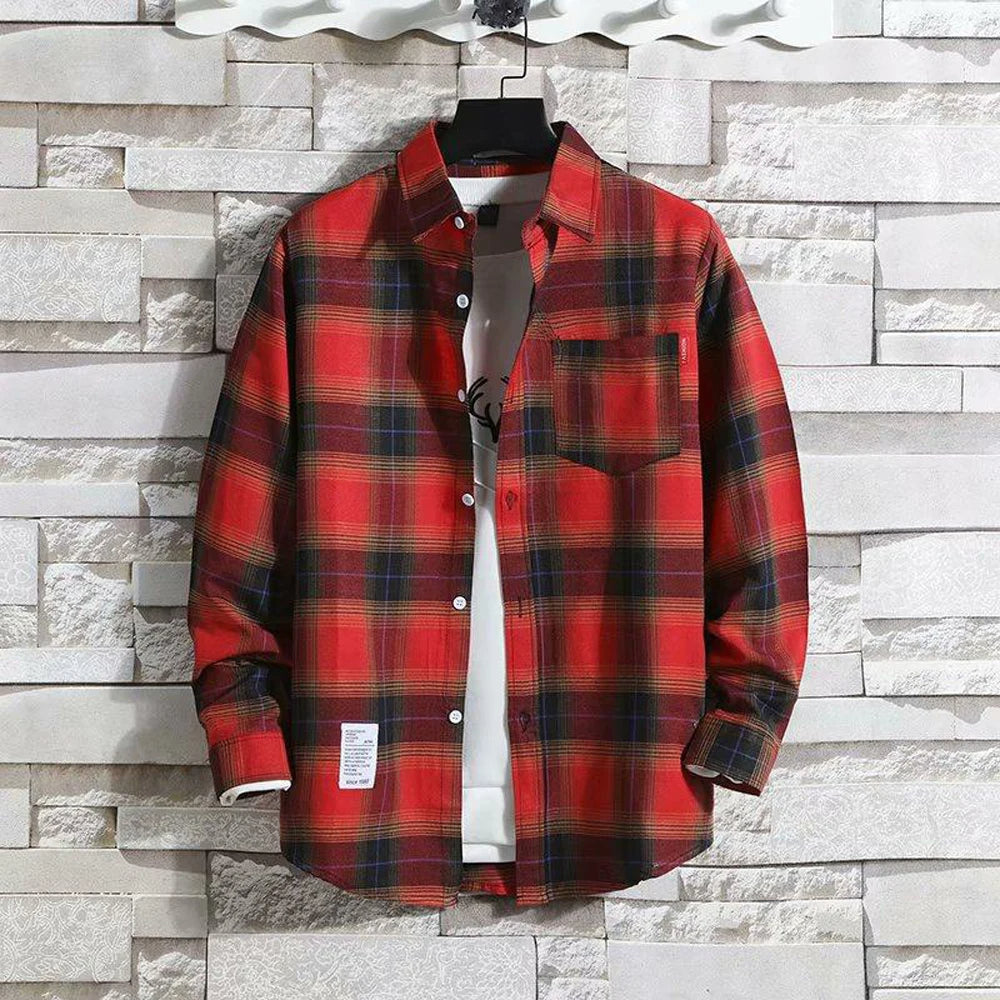 Men's Plaid Long Sleeve Casual Shirt for Summer