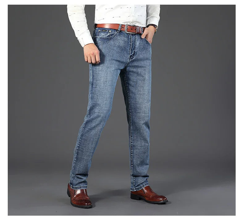 Men's Smart Casual Slim Fit Straight-Leg Denim Jeans