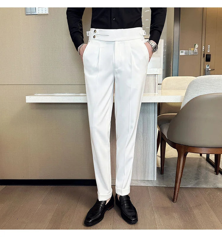 Men Italian Style Personalized Pleated Slim Pants