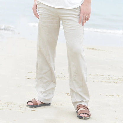 Men Casual Cotton Linen Loose Long Pant