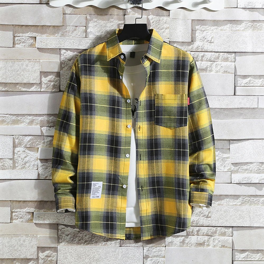 Men's Plaid Long Sleeve Casual Shirt for Summer