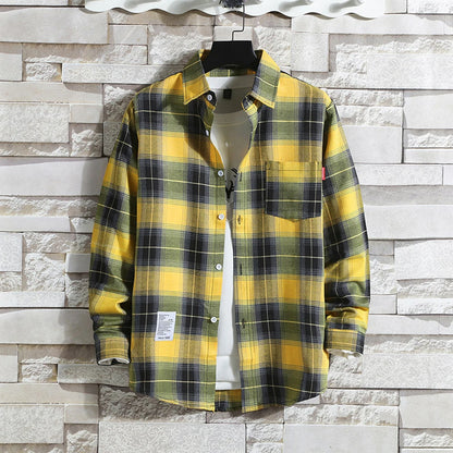 Men's Plaid Long Sleeve Casual Shirt for Summer