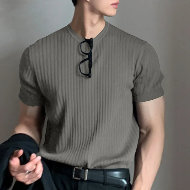 Men's Korean Style Light Luxury T-Shirt – Summer Casual Knitwear