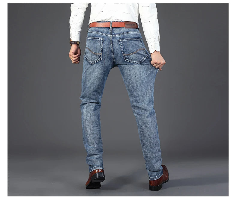 Men's Smart Casual Slim Fit Straight-Leg Denim Jeans