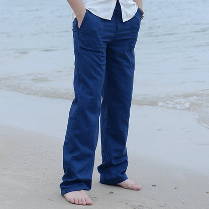 Men Casual Cotton Linen Loose Long Pant