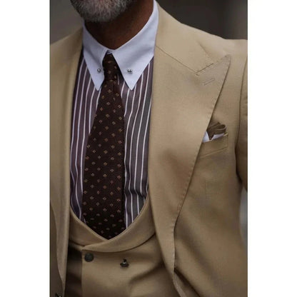 Bespoke Khaki One Button Solid Color Men's Suits