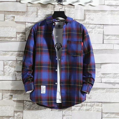 Men's Plaid Long Sleeve Casual Shirt for Summer