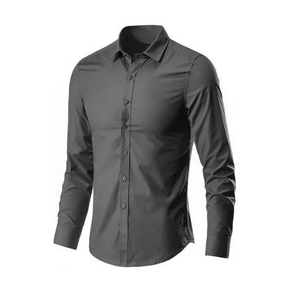 Solid Color Long Sleeve Slim Fit Casual Shirt