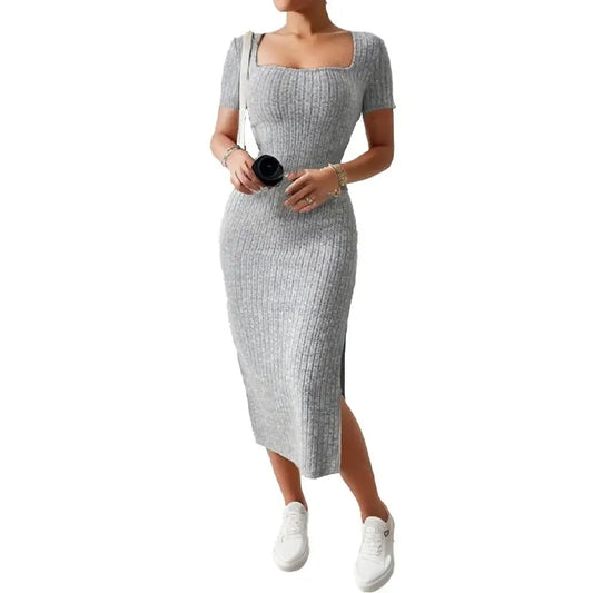 Summer Versatile Knitted Slit Dress