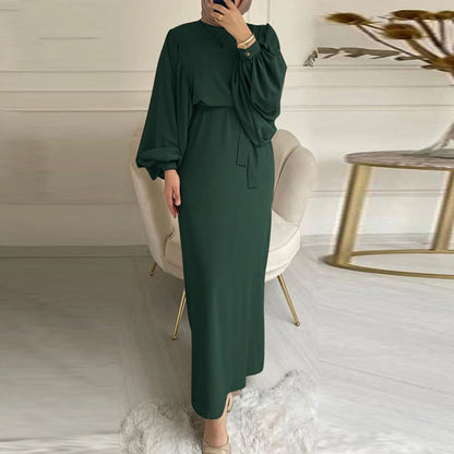 Fashion Lace-up Muslim Dress